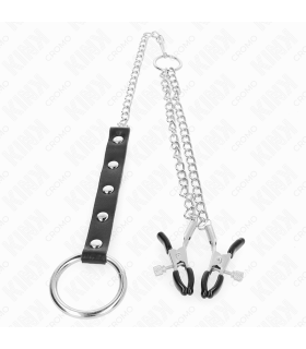 KINK ANILLO PENE METAL CON CADENA Y PINZAS PARA PEZONES AJUSTABLE