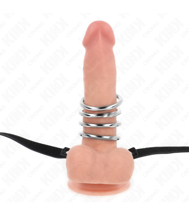KINK 5 ANILLOS PENE 38 CM A 5 CM METAL CON CINTURON POLIPIEL 112 CM