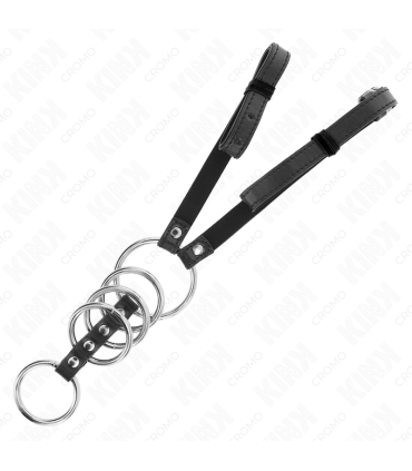 KINK 5 ANILLOS PENE 38 CM A 5 CM METAL CON CINTURON POLIPIEL 112 CM