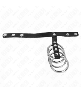KINK 4 ANILLOS PENE METAL 38 CM CONECTADOS CON CORREA DE CUERO 22 X 15 CM Y CIERRE A PRESION