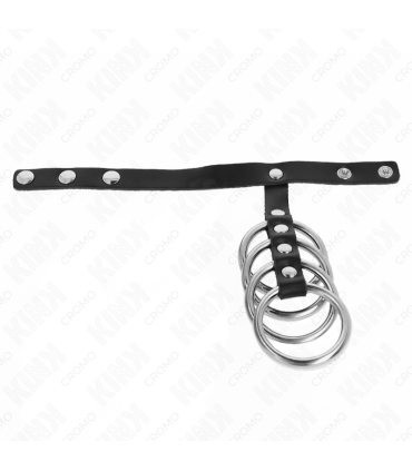 KINK 4 ANILLOS PENE METAL 38 CM CONECTADOS CON CORREA DE CUERO 22 X 15 CM Y CIERRE A PRESION