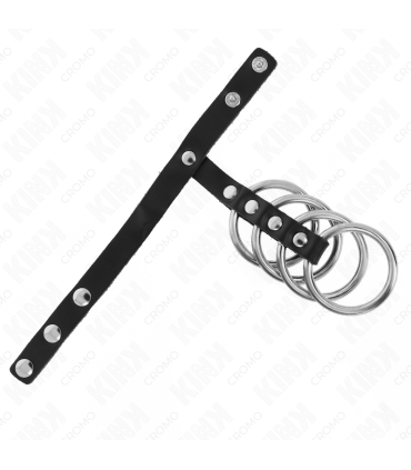 KINK 4 ANILLOS PENE METAL 38 CM CONECTADOS CON CORREA DE CUERO 22 X 15 CM Y CIERRE A PRESION