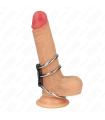 KINK - ANILLO PENE TRIPLE METAL 3.7 CM A 5 CM CONECTADOS CON CUERO