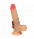 KINK ANILLO PENE TRIPLE METAL 37 CM A 5 CM CONECTADOS CON CUERO ROJO
