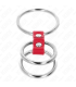 KINK ANILLO PENE TRIPLE METAL 37 CM A 5 CM CONECTADOS CON CUERO ROJO
