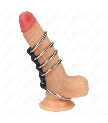 KINK 5 ANILLOS PENE 37 CM A 5 CM METAL CONECTADOS POR CUERO