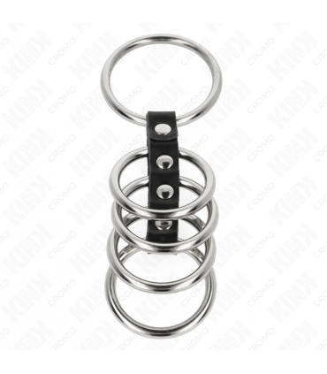 KINK 5 ANILLOS PENE 37 CM A 5 CM METAL CONECTADOS POR CUERO