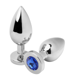 METAL HARD ANAL PLUG DIAMOND BLUE SMALL 571CM
