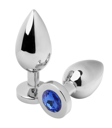 METAL HARD ANAL PLUG DIAMOND BLUE SMALL 571CM