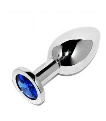 METAL HARD ANAL PLUG DIAMOND BLUE SMALL 571CM