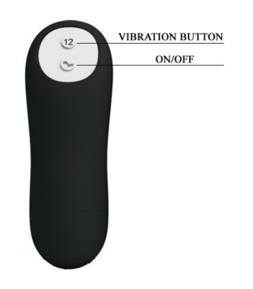 PRETTY LOVE PLUG ANAL SILICONA FORMA PENE Y 12 MODOS VIBRACION NEGRO