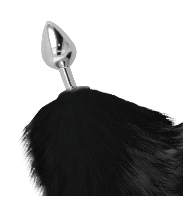 DARKNESS PLUG ANAL SILVER 8 CM CON COLA NEGRO