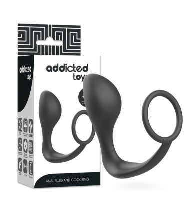 ADDICTED TOYS PLUG ANAL CON ANILLO SILICONA NEGRO