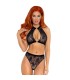 LEG AVENUE SET DOS PIEZAS PANTIES Y TOP CUELLO HALTER NEGRO M L