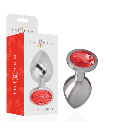 INTENSE PLUG ANAL METAL ALUMINIO CON CRISTAL ROJO TALLA L