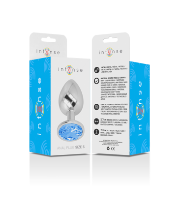 INTENSE PLUG ANAL METAL ALUMINIO CON CRISTAL AZUL TALLA S