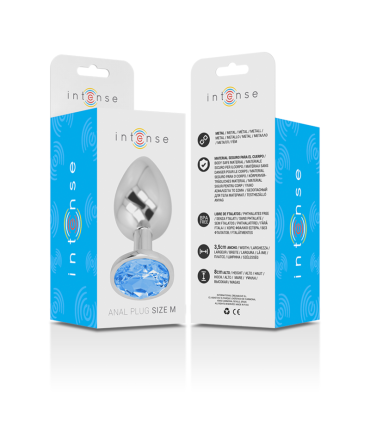 INTENSE PLUG ANAL METAL ALUMINIO CON CRISTAL AZUL TALLA M