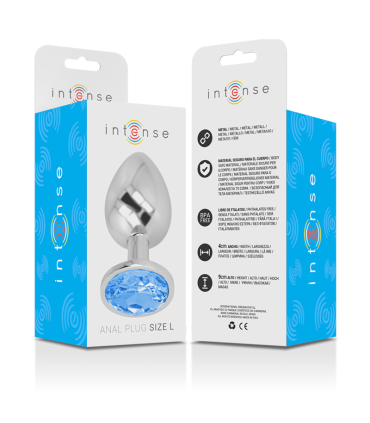 INTENSE PLUG ANAL METAL ALUMINIO CON CRISTAL AZUL TALLA L