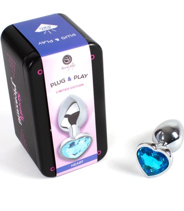 SECRETPLAY METAL BUTT PLUG CORAZON AZUL TALLA S 7 CM