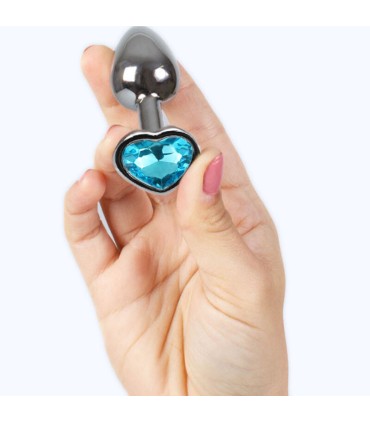 SECRETPLAY METAL BUTT PLUG CORAZON AZUL TALLA S 7 CM