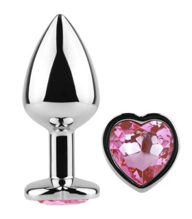 SECRETPLAY METAL BUTT PLUG CORAZON FUCSIA TALLA S 7 CM