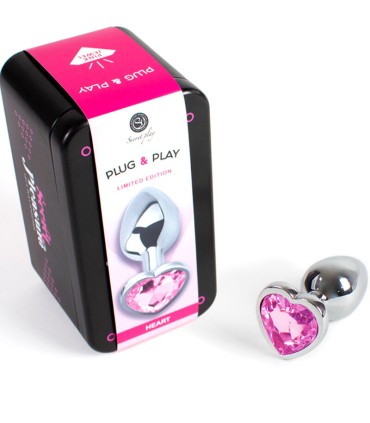 SECRETPLAY METAL BUTT PLUG CORAZON FUCSIA TALLA S 7 CM