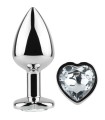 SECRETPLAY - METAL BUTT PLUG CORAZÓN TRANSPARENTE TALLA S 7 CM