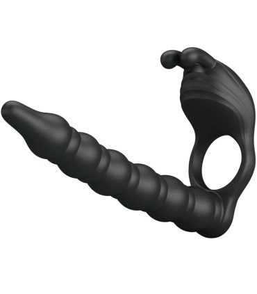 PRETTY LOVE BLACKNEY ANILLO PENE CON PLUG VIBRADOR NEGRO