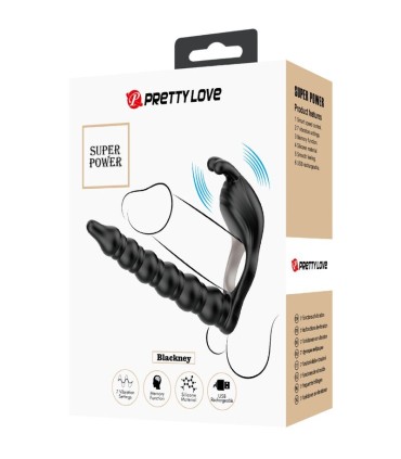 PRETTY LOVE BLACKNEY ANILLO PENE CON PLUG VIBRADOR NEGRO