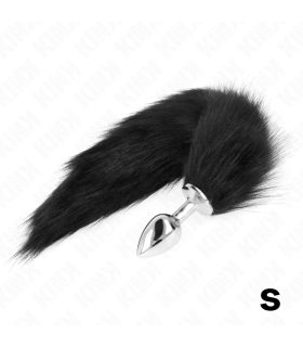 KINK PLUG ANAL TALLA S 7 X 3 CM CON COLA SINTETICA 40 CM NEGRO