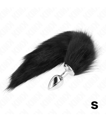 KINK PLUG ANAL TALLA S 7 X 3 CM CON COLA SINTETICA 40 CM NEGRO