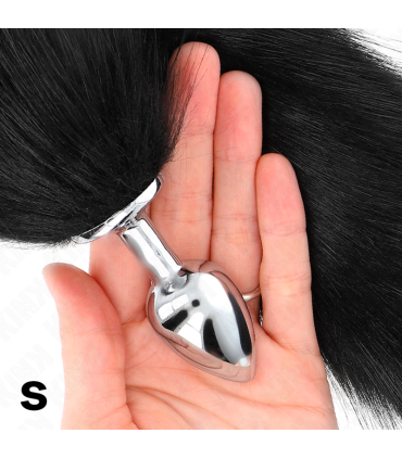 KINK PLUG ANAL TALLA S 7 X 3 CM CON COLA SINTETICA 40 CM NEGRO