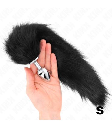 KINK PLUG ANAL TALLA S 7 X 3 CM CON COLA SINTETICA 40 CM NEGRO