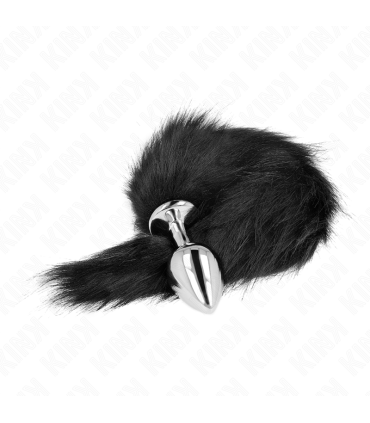 KINK PLUG ANAL TALLA M 8 X 35 CM CON COLA SINTETICA 40 CM NEGRO