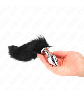 KINK PLUG ANAL TALLA M 8 X 35 CM CON COLA SINTETICA 40 CM NEGRO