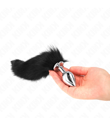 KINK PLUG ANAL TALLA M 8 X 35 CM CON COLA SINTETICA 40 CM NEGRO