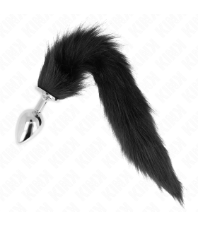 KINK PLUG ANAL TALLA L 10 X 4 CM CON COLA SINTETICA 40 CM NEGRO