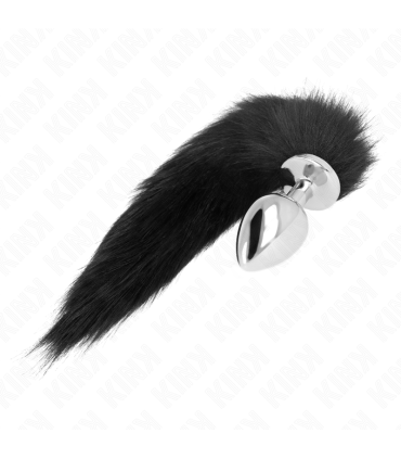 KINK PLUG ANAL TALLA L 10 X 4 CM CON COLA SINTETICA 40 CM NEGRO