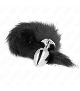 KINK PLUG ANAL TALLA L 10 X 4 CM CON COLA SINTETICA 40 CM NEGRO