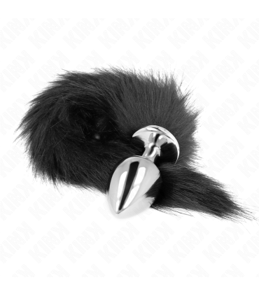 KINK PLUG ANAL TALLA L 10 X 4 CM CON COLA SINTETICA 40 CM NEGRO