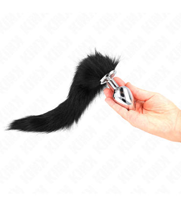 KINK PLUG ANAL TALLA L 10 X 4 CM CON COLA SINTETICA 40 CM NEGRO