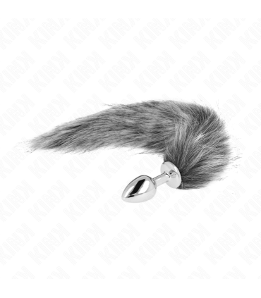 KINK PLUG ANAL TALLA S 7 X 3 CM CON COLA SINTETICA 40 CM PLATEADO