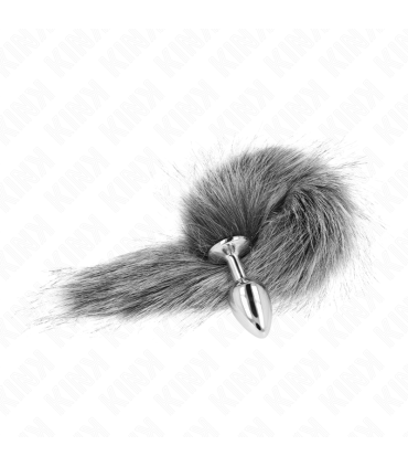 KINK PLUG ANAL TALLA S 7 X 3 CM CON COLA SINTETICA 40 CM PLATEADO