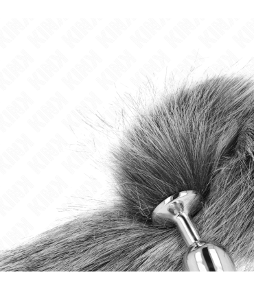 KINK PLUG ANAL TALLA S 7 X 3 CM CON COLA SINTETICA 40 CM PLATEADO