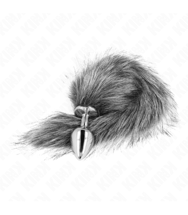 KINK PLUG ANAL TALLA M 8 X 35 CM CON COLA SINTETICA 40 CM PLATEADO