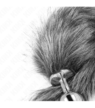 KINK PLUG ANAL TALLA M 8 X 35 CM CON COLA SINTETICA 40 CM PLATEADO