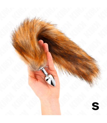 KINK PLUG ANAL TALLA S 7 X 3 CM CON COLA SINTETICA 40 CM MARRON