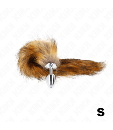 KINK PLUG ANAL TALLA S 7 X 3 CM CON COLA SINTETICA 40 CM MARRON