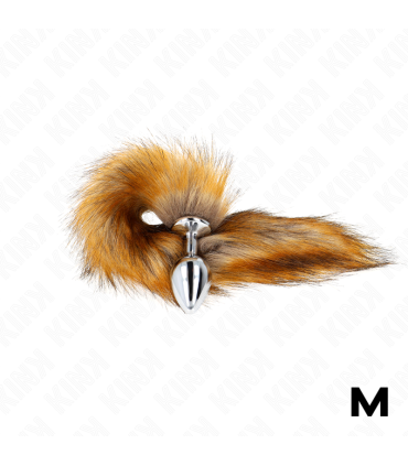 KINK PLUG ANAL TALLA M 8 X 35 CM CON COLA SINTETICA 40 CM MARRON