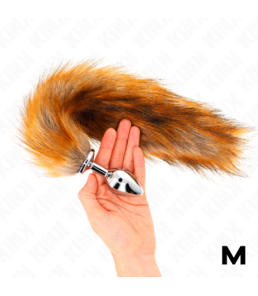 KINK PLUG ANAL TALLA M 8 X 35 CM CON COLA SINTETICA 40 CM MARRON